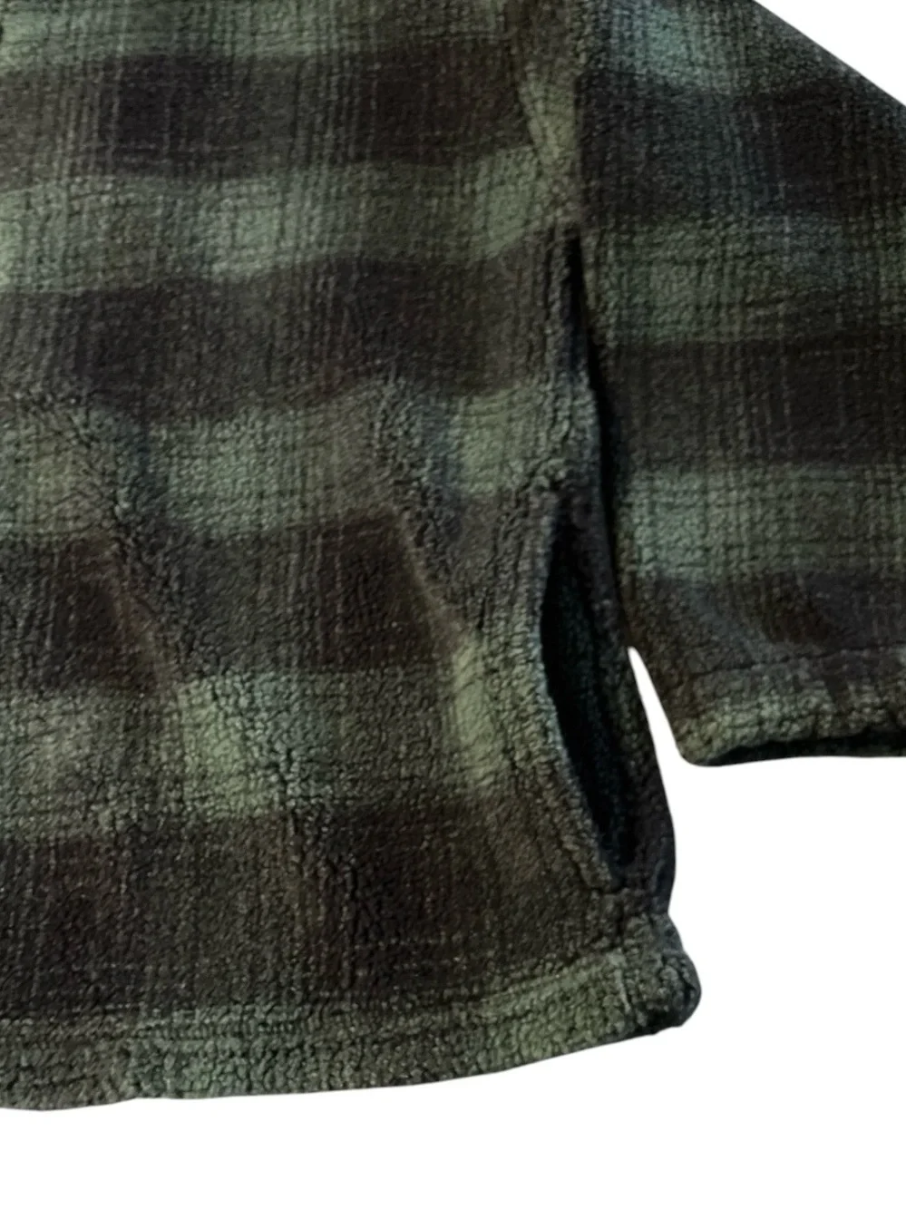 Gap Kids Unisex Green Black Plaid Full Zip High Neck Fleece Jacket Size XL 12-14